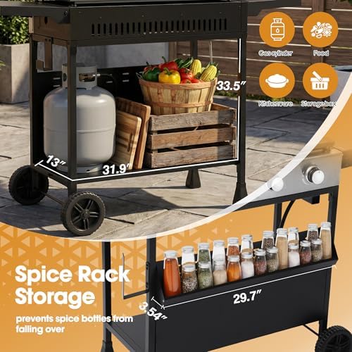 4-Burner Propane Gas Griddle with Removable Stand, 40,000 BTU