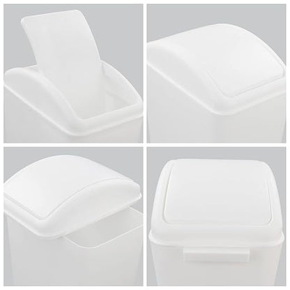 4.2 Gallon Plastic Swing Lid Trash Can, Small Garbage Can with Swing Top Lid, White