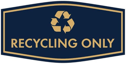 Fancy Recycling Only Sign (Navy Blue/Gold) - Medium