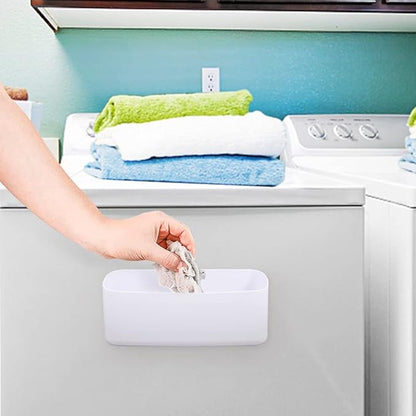 Picowe Magnetic Laundry Storage, Lint Holder Bin for Laundry Room, Space-Saving Trash Container Hanging on Dryer, Washer or Wall Mount Trash Bin (Gray White)