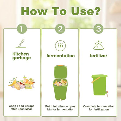 Compost Bin Outdoor, 21 L Garden Composting Bin Bags, Breathable Screen Window Reusable Garden Yard Waste Bags Speed Up Composting & Reduce Odors, Indoor Small Kitchen Compost Bin with Lid, Green