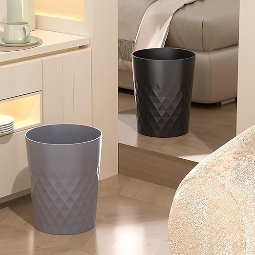 Small Bathroom Trash Can 2 Pack 1.8 Gallon Garbage Can Waste Basket Recycling Bin for Dorms Bedrooms Offices Kitchens, Black White