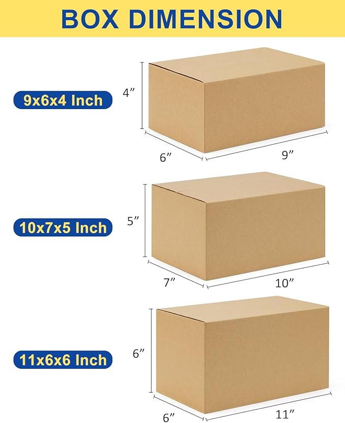 Assorted-Sizes-Shipping-Boxes-45-Pack: 9x6x4 & 10x7x5 & 11x6x6 Small-Shipping-Boxes-Mailers, Brown Corrugated-Cardboard-Boxes-for-Packing-Small-Business Mailing