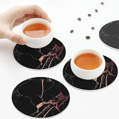 Heat-Resistant Leather Coasters Set of 6, Modern Beverage Coasters