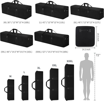 52 Inch Large Duffle Bag for Travel Camping - 180L Extra Large Heavy Duty Duffel Bag, Sport Equipment Storage Bag with 2 Sides Handles-Black
