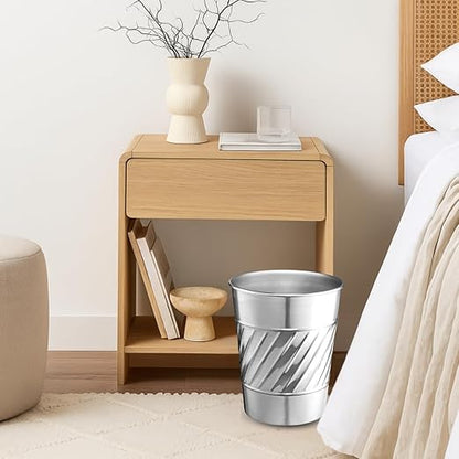 Monarch Abode Nickel Chrome Handcrafted Wave Embossed Metal Wastebasket for Home Office, Decorative Waste Basket, Modern Bathroom Garbage Can, Durable & Decorative Trash Bin, Nickel Chrome Trash Can