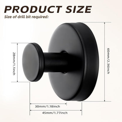 Reusable Heavy Duty Suction Cup Hooks for Kitchen/Bathroom/Shower - Wet-Proof Hooks for Towels, Robes, Loofah&Wreaths/No Drill Mounting on Glass, Tile, Metal (2, Matte Black)