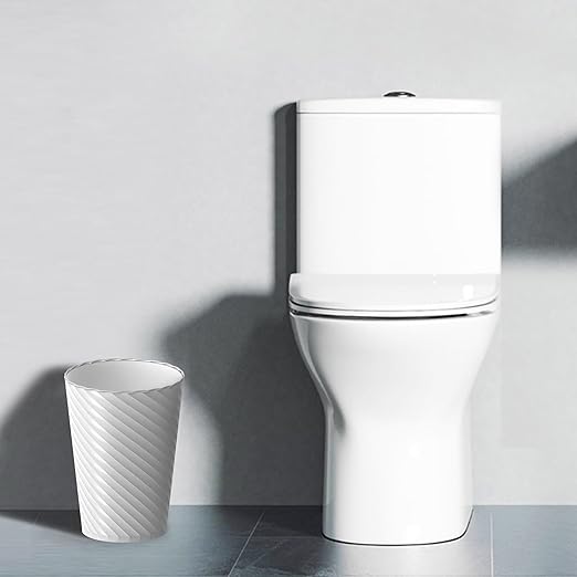 Bathroom Trash Can, 8 Pack 1.8 Gallons Small Trash Can with Trash Bags, Bathroom Garbage Can, Plastic Trash Bin, Round Waste Basket for Bedroom, Office, Kitchen, Room, Compact Space (White)
