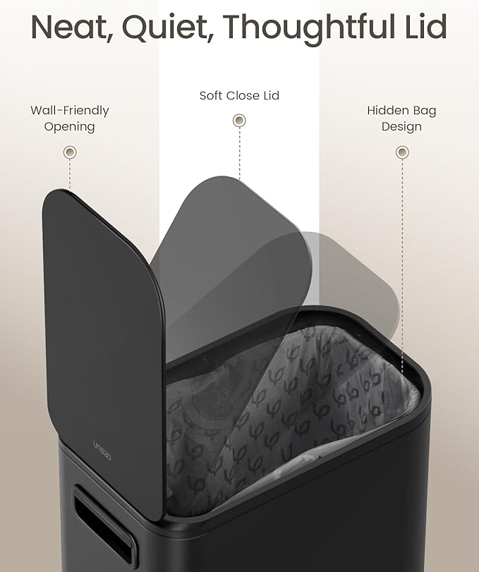 Cesun Small Bathroom Trash Can with Lid Soft Close, Step Pedal, 5 Liter / 1.3 Gallon Stainless Steel Garbage Can with Removable Inner Bucket, Waste Basket for Bathroom, Bedroom (Matte Black)
