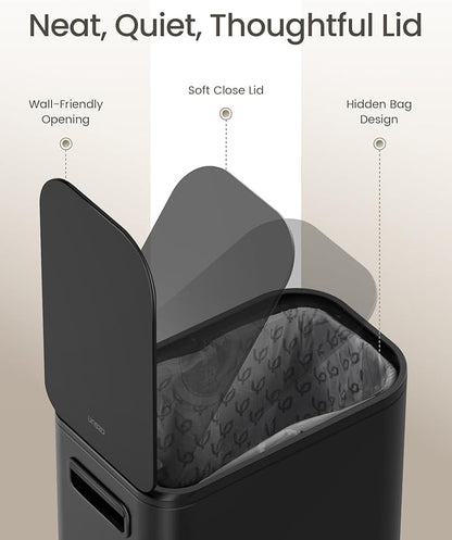 Cesun Small Bathroom Trash Can with Lid Soft Close, Step Pedal, 5 Liter / 1.3 Gallon Stainless Steel Garbage Can with Removable Inner Bucket, Waste Basket for Bathroom, Bedroom (Matte Black)