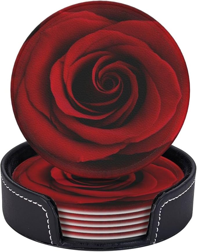 Drink Coasters with Holder Stand Set of 6