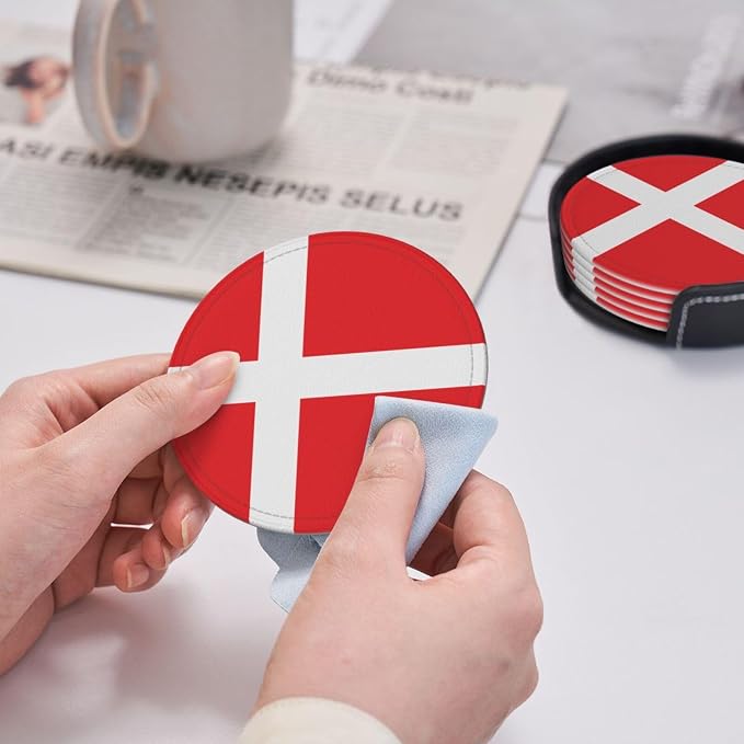 Danish Flag Coasters for Drinks