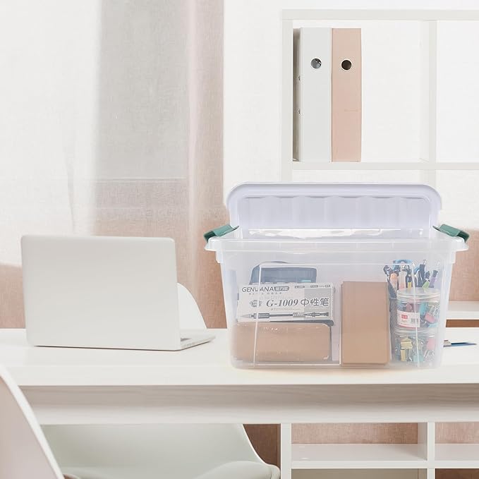 6-Pack 20 L Plastic Storage Box, Clear Latch Storage Box with Lids