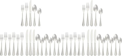Amazon Basics Silverware Set, Stainless Steel Flatware, Dishwasher Safe