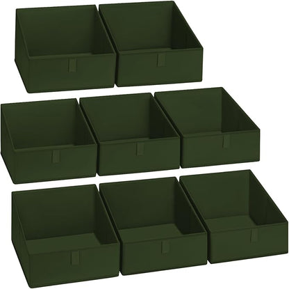 DIMJ Closet Storage Bins 8 Pack - Fabric Trapezoid Closet Organizer Bin, Foldable Storage Baskets for Shelves, Closet Shelf Organizer, Clothing Storage Box for Toys, Books, Towel, Clothes, Green
