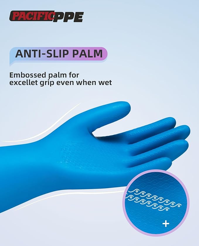 PACIFIC PPE 2 Pairs Dishwashing Cleaning Gloves with Latex free, Cotton lining, Kitchen Gloves (Purple+Blue, Small)