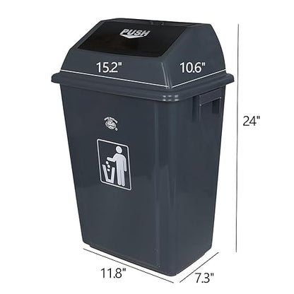 4-Pack 13 Gallon Plastic Trash Cans with Lids, Large Grey Garbage Waste Bin