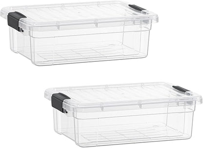 Superio Storage Bins with Lids- 2 Pack, 4.5 Qt Clear Boxes for Organizing, Stackable Plastic Containers- BPA Free, Non-Toxic, Odor Free, Organizer for Home, Office, Dorm