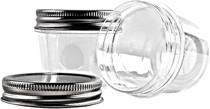 novelinks 4 Ounce Clear Plastic Jars Containers With Screw On Lids - Refillable Round Empty Plastic Slime Storage Containers for Kitchen & Household Storage - BPA Free (40 Pack)