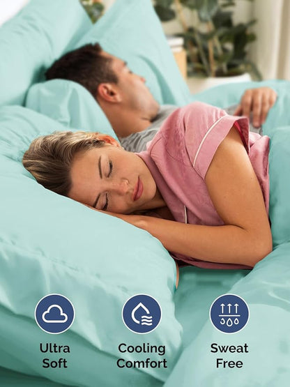 Extra Deep Pocket Twin XL Sheets - 3 Piece Breathable & Cooling Bed Sheets - Hotel Luxury Bed Sheet Set - Soft, Wrinkle Free & Comfy - Easily Fits Extra Deep Mattresses - Deep Pocket Spa Blue Sheets