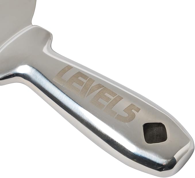 8" All Stainless Steel Joint Knife - LEVEL5 | Professional Grade Putty Blade, Premium Polished All-Metal, Precision Ground Edge, Ergonomic, Corrosion Resistant | 5-408