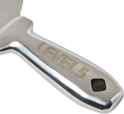 8" All Stainless Steel Joint Knife - LEVEL5 | Professional Grade Putty Blade, Premium Polished All-Metal, Precision Ground Edge, Ergonomic, Corrosion Resistant | 5-408