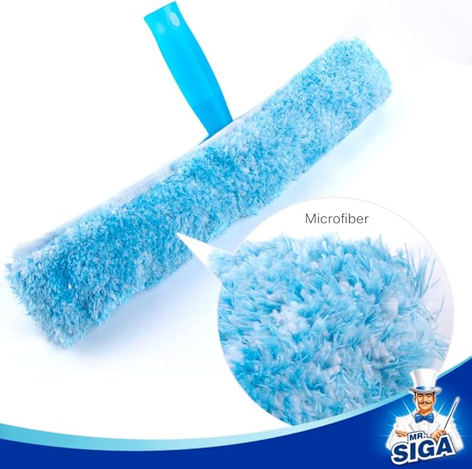 MR.SIGA Professional Window Cleaning Combo - Squeegee & Microfiber Window Scrubber, 14"