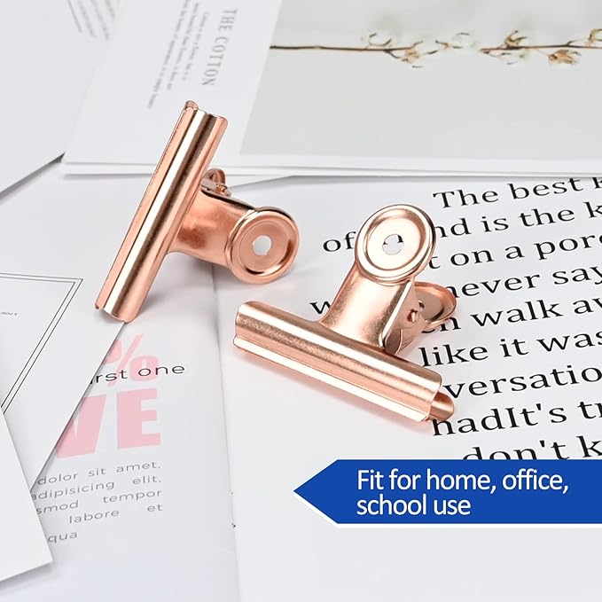 20 Pack Large Metal Hinge Rose Gold Clips 51mm for Crafts, Photos, Drawing, Food Bags at Home, Office, School, Shop