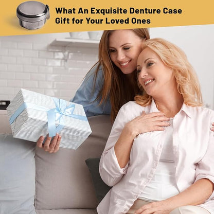 Leak Proof Purple Denture Cups for Soaking Dentures, Partial Denture Bath Case Travel Retainer Cleaning Container Case with Brush for Aligner, Denture, Mouth Guard