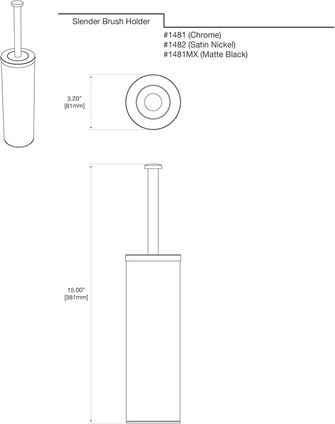 Gatco 1482 Latitude II Slender Toilet Brush Holder, Satin Nickel