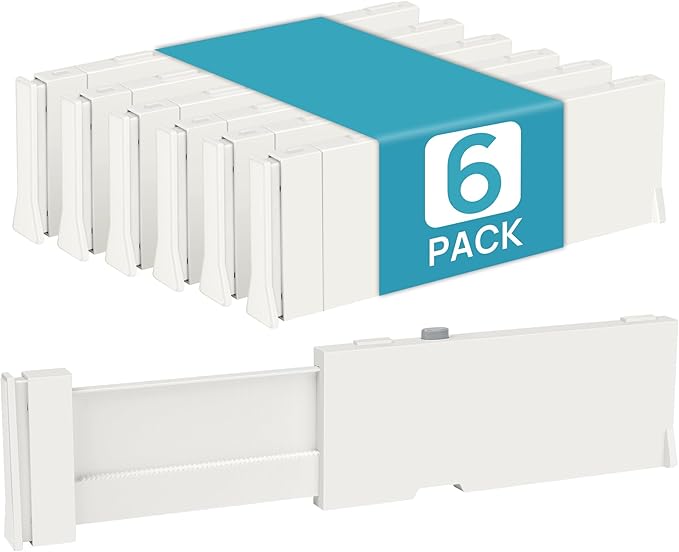 Vtopmart 6 Pack Drawer Dividers for Clothes, 4" High 11.6"-17" Adjustable Expandable Dresser Drawer Organizer, Plastic Drawers Separators for Dresser, Baby Clothes, Underwear, Kitchen & Office Storage