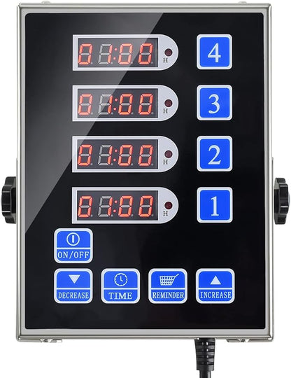 Kitchen Timers for Cooking – 4 Channel Commercial Kitchen Timer Restaurant Kitchen Supplies – Stainless Steel LED Technology Kitchen Timer Digital – Reminder Function, Loud Alarm, Black