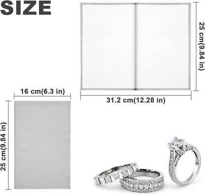 SEVENWELL Silver Polishing Cloth, Jewelry Cleaner Cloth for Sterling Silver Jewelry, Gold, Platinum, Silverware, Diamonds, Gemstones, Coins (Light Gray)