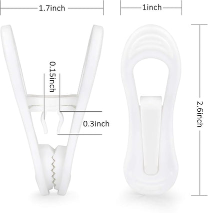 Tinfol White Plastic Hanger Clips, 24 Pack Hanger Clips- Strong Pinch Grip Finger Clips for Plastic Clothes Hangers, Multi-Purpose Hangers Clips
