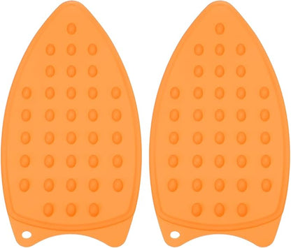 PATIKIL Silicone Iron Rest Pad, 2 Pcs Multipurpose Hot Heat Resistant Iron Rest Plate Protective Pad for Ironing Board Hot Resistant Steamer Steam Compact Mat, Orange