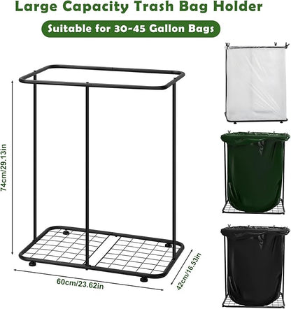 Vrisa Garden Trash Bag Holder Stand Outdoor Leaf Bag Holder Metal Wire Garbage Bag Holder Frame Holds 30-45 Gallon Bags Lawn Bag Holder with Clips for Camping Gardening Yard Weeding Lawn Parties
