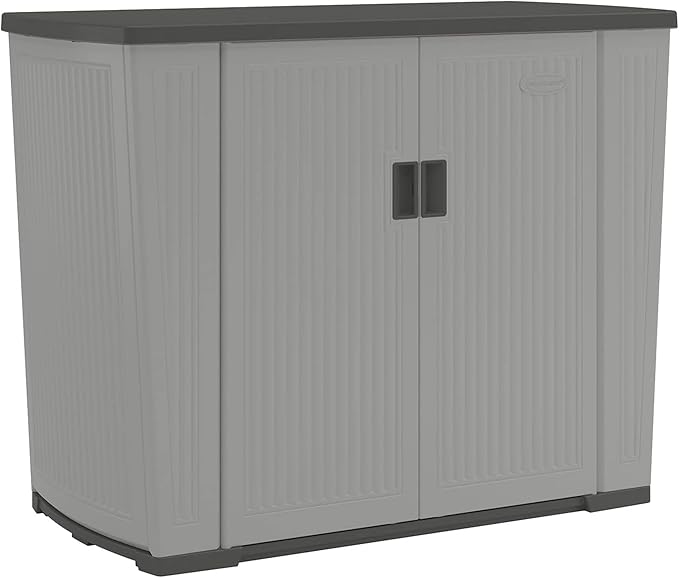Suncast Outdoor Storage Shed for Patio and Garden, Backyard Oasis, 130 Gallon, Dove Gray