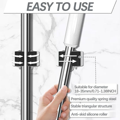 3-H Broom Hanger,Mop Holder Wall Mount 30 Pack, Broom Holder Wall Mount for Hanging and Organizing Shovel,Rake,Brush,Yard Tools in Kitchen,Laundry Room,Bathroom,House(Black)