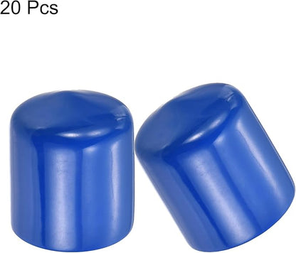 uxcell 20pcs Rubber End Caps 29mm(1 1/8") ID Vinyl PVC Round Tube Bolt Cap Cover Screw Thread Protectors Blue