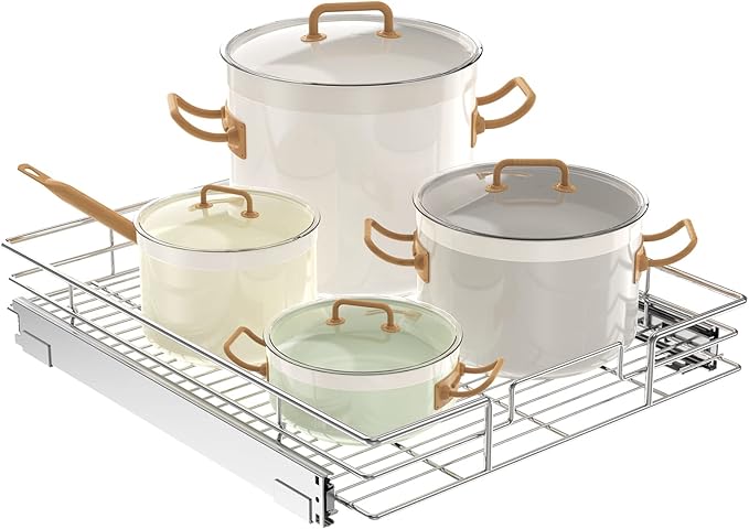 LOVMOR Pull Out Cabinet Organizer 20"W x 21"D, Kitchen Cabinet Pull Out Shelves Slide Out Storage…
