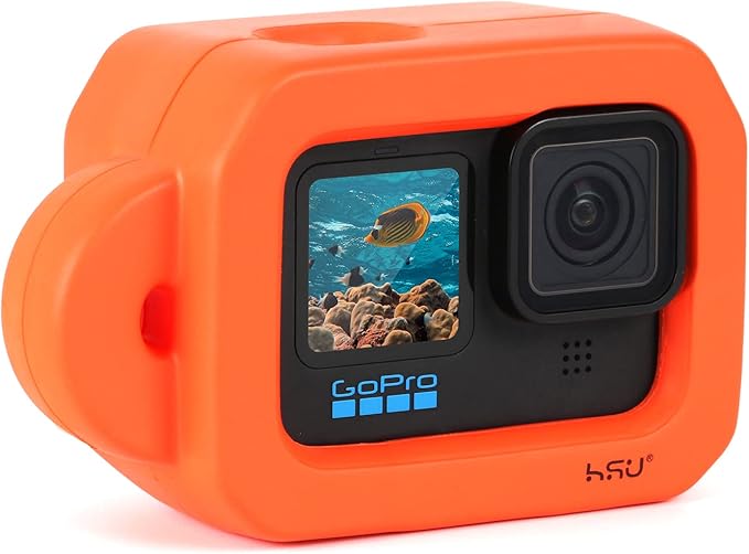 HSU Floaty Case for GoPro Hero 13/12/ 11/10/ 9 Black, Floating Case with Long Screw and Adhesive Anchors for Snorkeling, Surfing, Wakeboarding, GoPro Hero Accessories