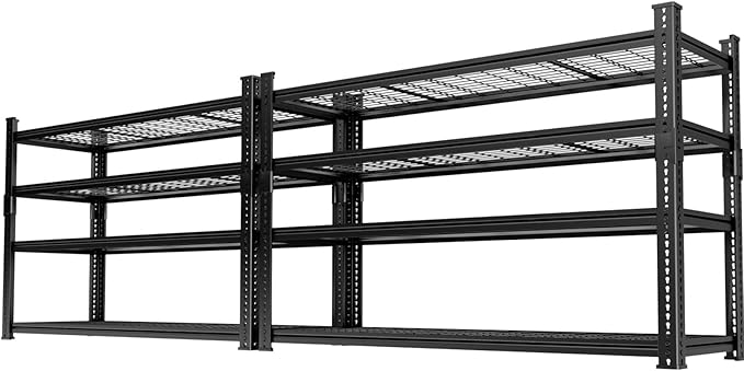 Storage Shelves Heavy Duty 2 PCS, 48"L x 18"W x 60"H Garage Wire Shelving Unit Loads 2640LBS, 4-tier Adjustable Metal Industrial Utility Shelf Rack for Kitchen, Laundry, Pantry, Warehouse, Basement