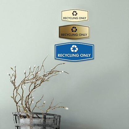Fancy Recycling Only Sign (White/Red) - Small