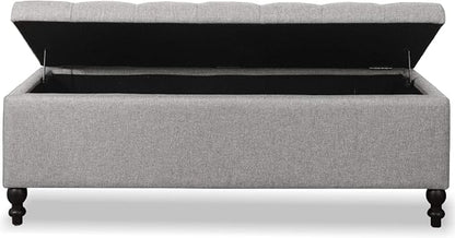 Storage Ottoman 50.2 Inches Upholstered Fabric Storage Ottoman Bench，Button Tufted Ottoman with Storage for Living Room，Bedroom End of Bed Bench Withstands 301lbs(Grey-TP)