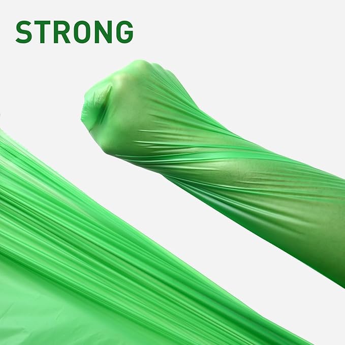 Compostable 33 gallon Large Garbage Bags,15 Count, Fits 33-36 gallon trash can, Extra Strong and Durable,Compostable Lawn & Leaf Yard Waste bags,ASTM D6400,Bpi Certified&OK compost HOME certified