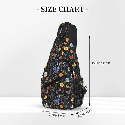 SUPLUCHOM Sling Bag Vintage Botanical Flower Wildflower Hiking Daypack Crossbody Shoulder Backpack Travel Chest Pack for Men Women