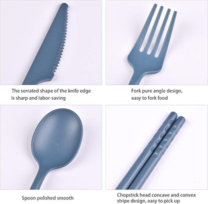 Travel Utensils with Case, Camping Reusable Utensils Set with Case | Plastic