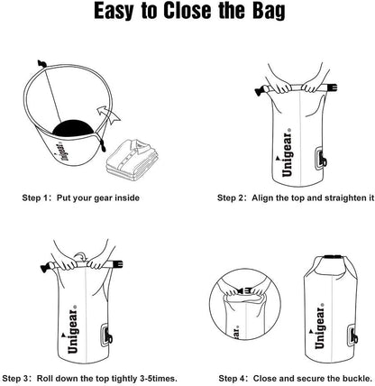 Unigear Dry Bag Waterproof, 2L/5L/10L/20L/30L/40L Floating and Lightweight Bags for Kayaking, Boating, Fishing, Swimming and Camping with Waterproof Phone Case