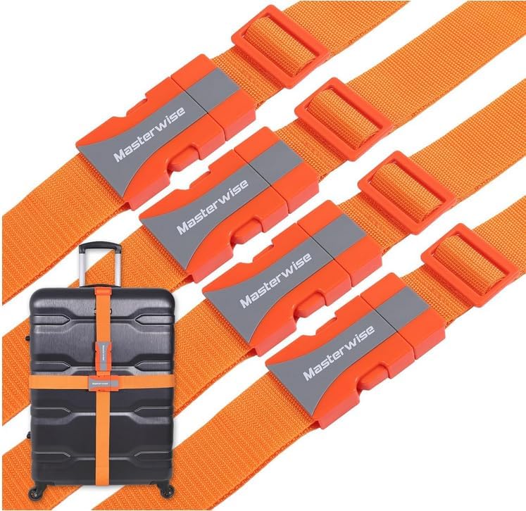 Buckle Straps with Clips, Adjustable Nylon Strap with Buckle, Packing Straps, Orange (79”, 4pcs)