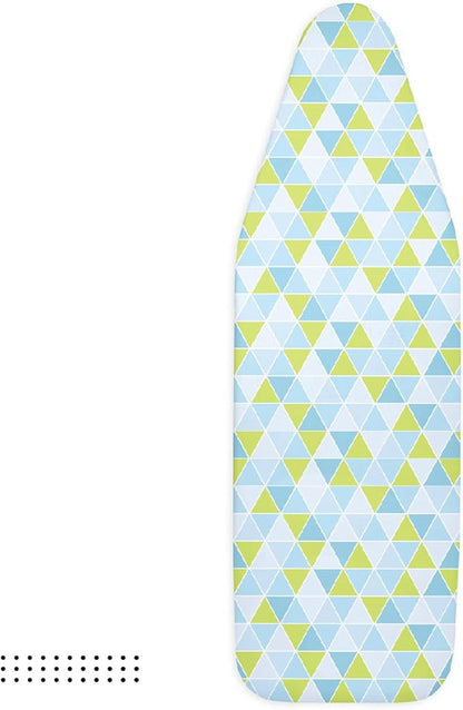 Encasa XO Ironing Board Cover and Pad - Thick 4mm Felt, Heat & Scorch-Resistant, Fits Medium Boards 42"x14", Elastic Bungee Cord Tightening, Easy Fit, Stain-Safe Dye, Triangles Aqua